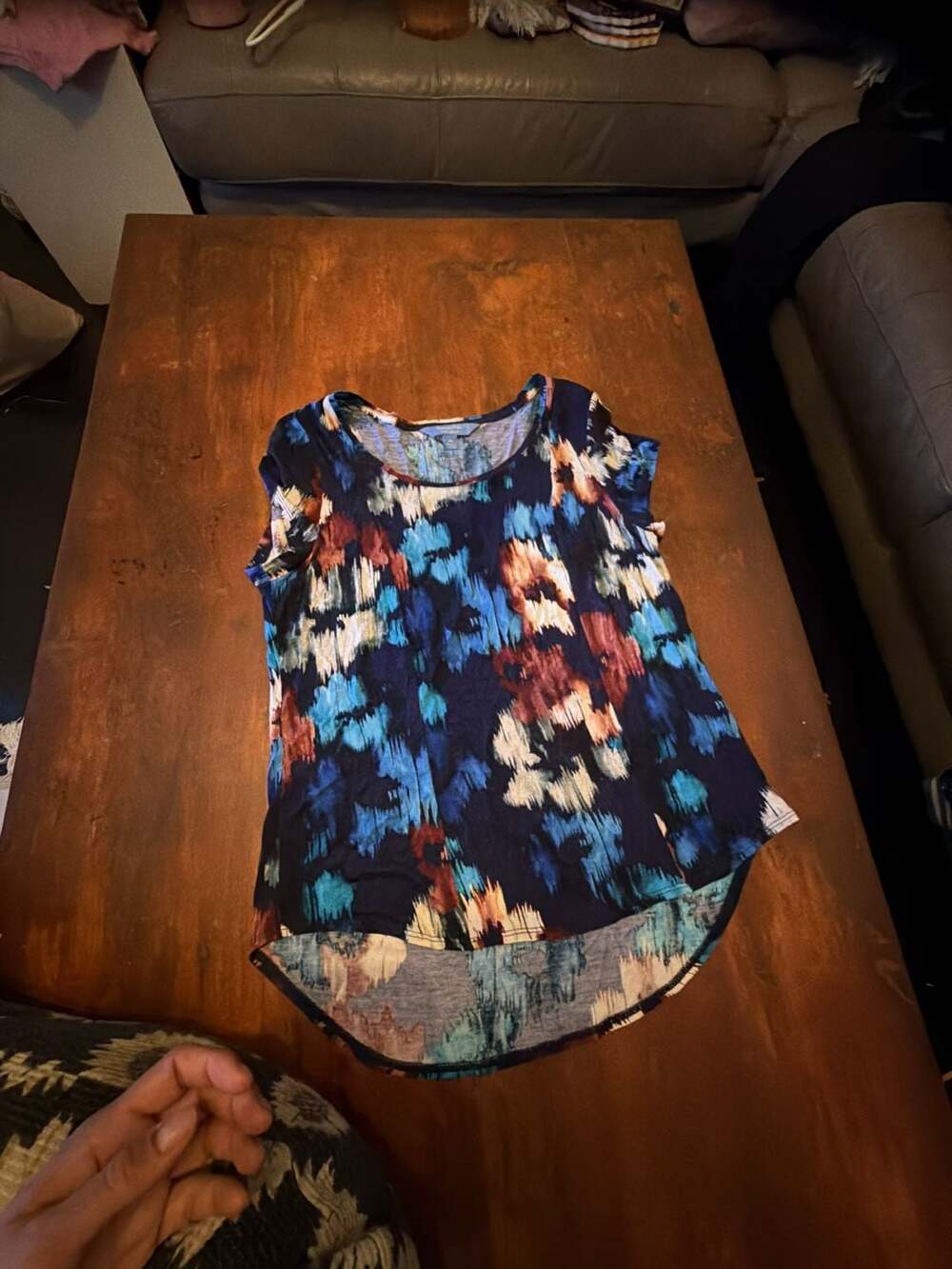 Simply Vera Vera Wang Abstract Print High-Low Top Size PL